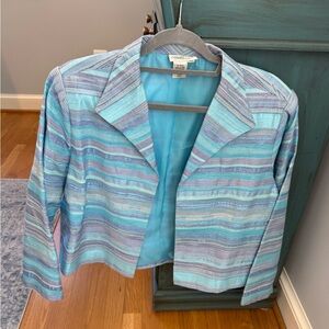 Coldwater Creek Women's Striped Blue and Purple Blazer